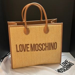 Love Moschino Embroidered Woven Tote Bag